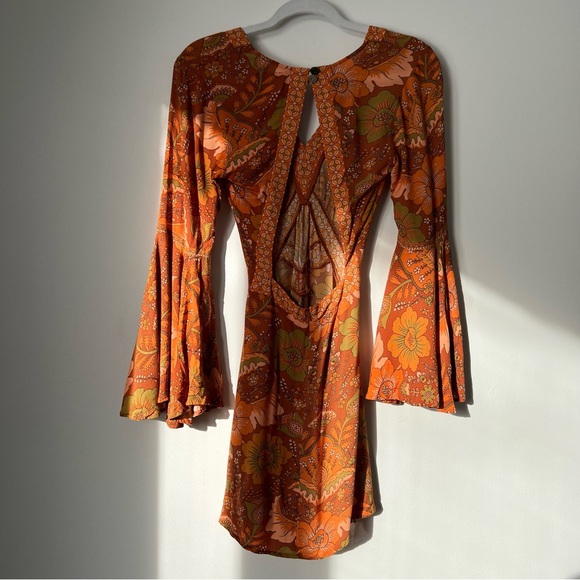 Nine Lives Bazaar Orange Floral Mini Dress - Picture 6 of 16